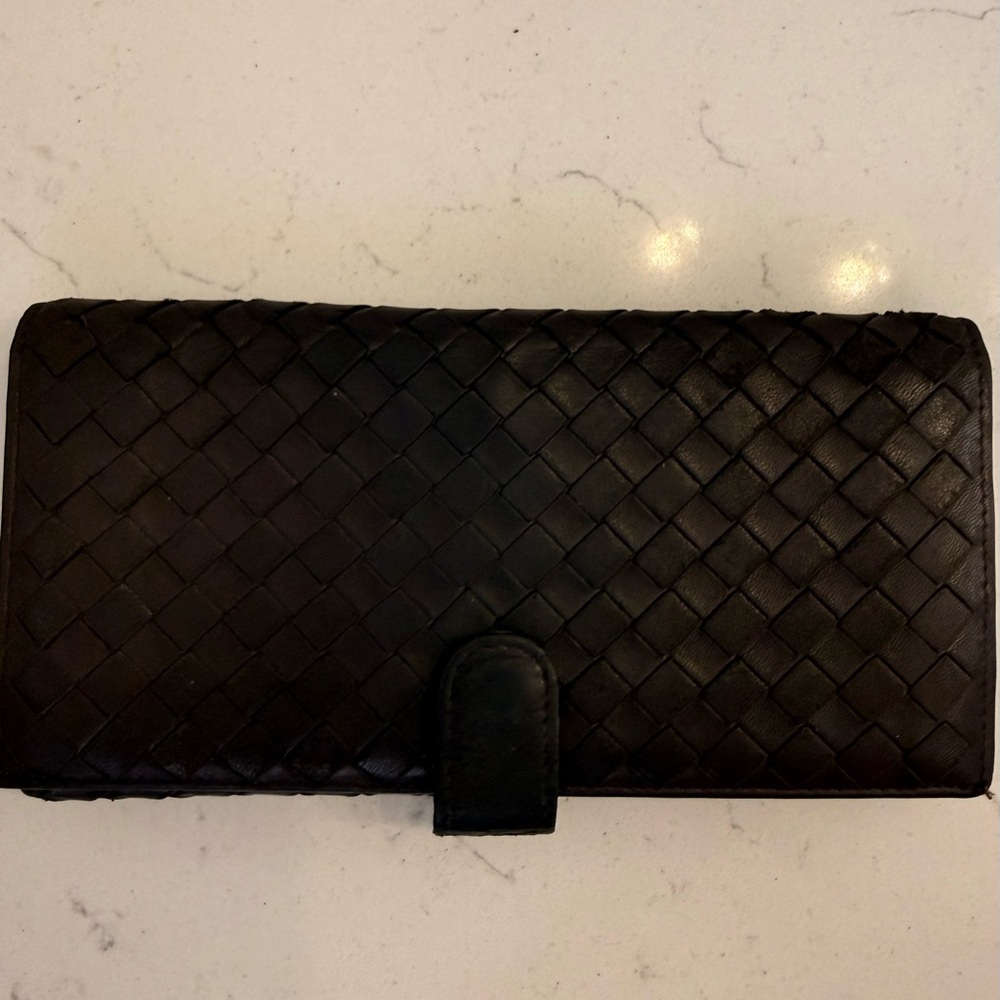 Bottega Veneta Woven Brown Leather Wallet